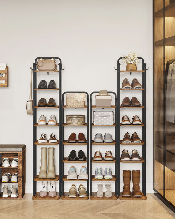 Scarpiera verticale, scarpiera a 6 livelli, organizer per scarpe in legno per armadio, ingresso, scarpiera per piccoli spazi, indipendente