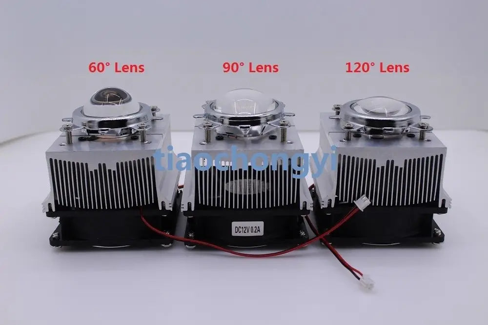 Ventola di raffreddamento del dissipatore di calore in alluminio LED da 100 W + obiettivo da 60 gradi 90 gradi 120 gradi 44 mm + staffa riflettente