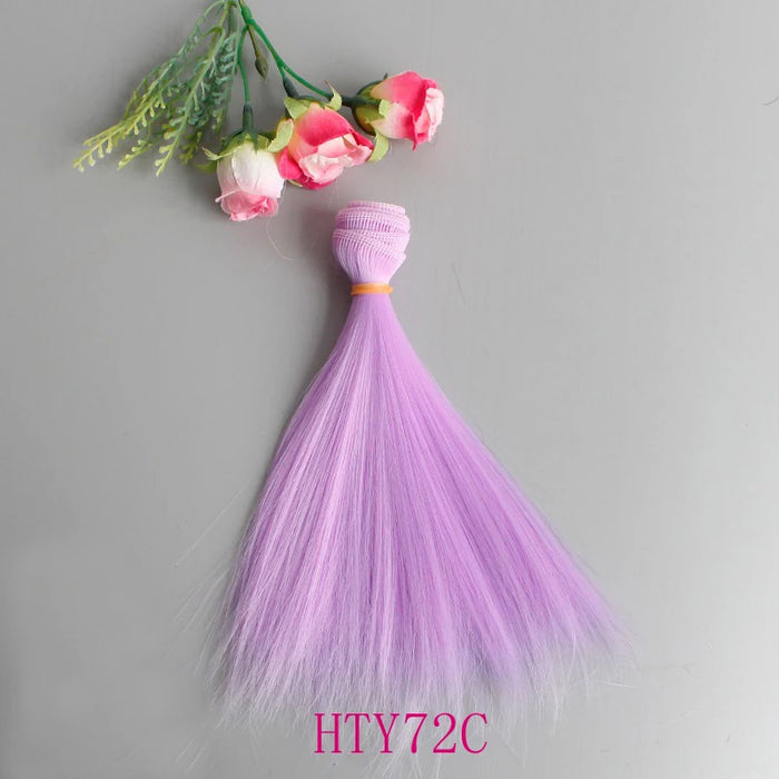 1 pz Capelli della bambola 15 cm 25 cm Rosa Giallo Viola Verde Blu Colore Parrucche per bambole diritte per accessori fai da te fatti a mano russi