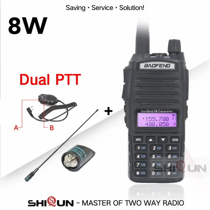 Aggiornamento BaoFeng UV-82 8W Opzionale 5W Baofeng UV 82 Walkie Talkie 10 KM Baofeng 8W Ham Radio 10KM Dual PTT 82HP UV-9R GT-3TP UV-5R
