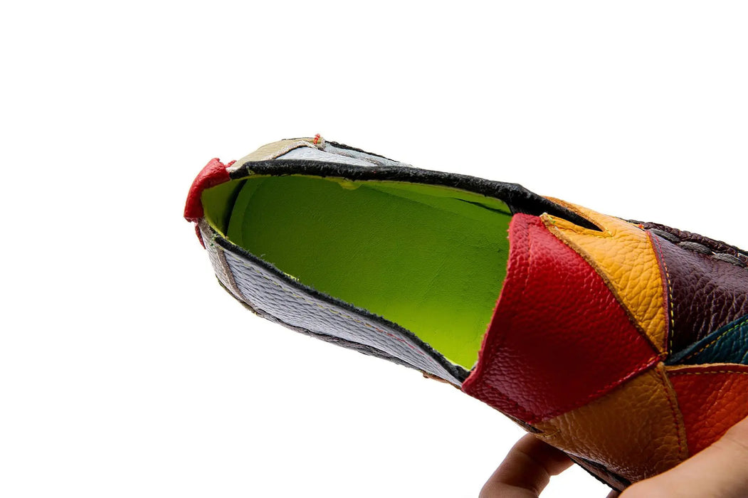 WOIZGIC Donna Donna Donna Madre Scarpe Appartamenti Mocassini in vera pelle Mocassini Misti colorati antiscivolo Taglie forti 42
