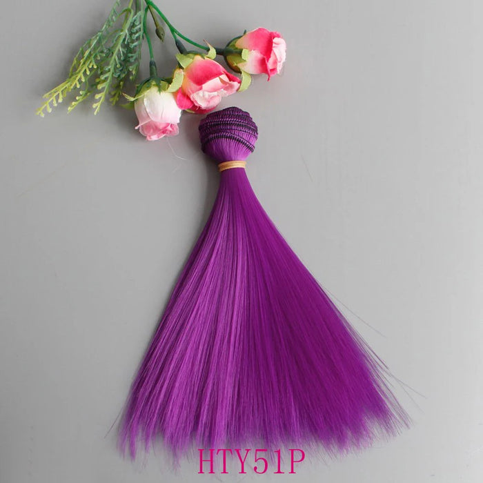 1 pz Capelli della bambola 15 cm 25 cm Rosa Giallo Viola Verde Blu Colore Parrucche per bambole diritte per accessori fai da te fatti a mano russi