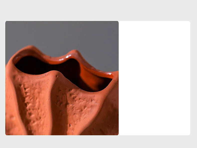 Minimalismo vaso in ceramica a forma di conchiglia vasi floreali idroponici vasi di fiori di conchiglia arancione disposizione dei fiori decorazione della scrivania