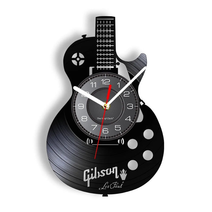 Chitarra acustica Wall Art orologio da parete strumento musicale Home Interior Wall Decor vinile Record orologio da parete Rock n Roll regalo musicale