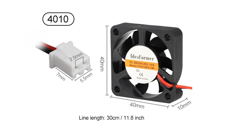Accessori per stampante 3D Ventola di raffreddamento 5/12/24V 6015/5010/4010/3010/2510mm Ventola di raffreddamento Ventole turbo senza spazzole con 2 pin XH2.54