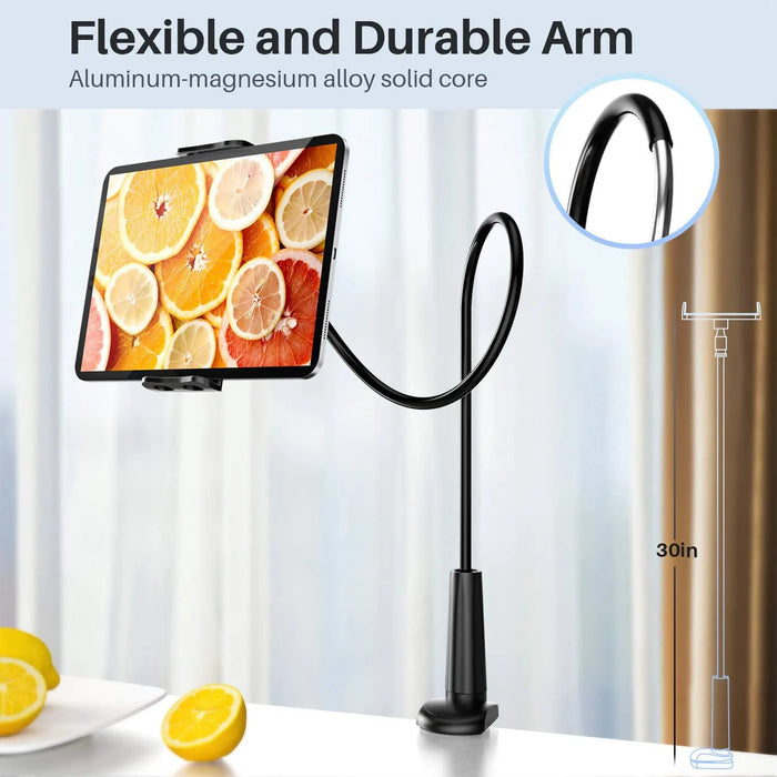 Supporto per Tablet da 100cm supporto per letto regolabile con braccio flessibile morsetto per montaggio su tavolo per iPad Air Mini o altri dispositivi da 4.7-10.5"
