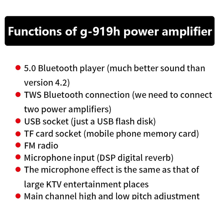 G919H AK45 Bluetooth 5.0 amplificatore Audio 2.0CH amplificatori di potenza Subwoofer amplificatore Audio hi-fi ricevitore amplificatore Stereo FM USB
