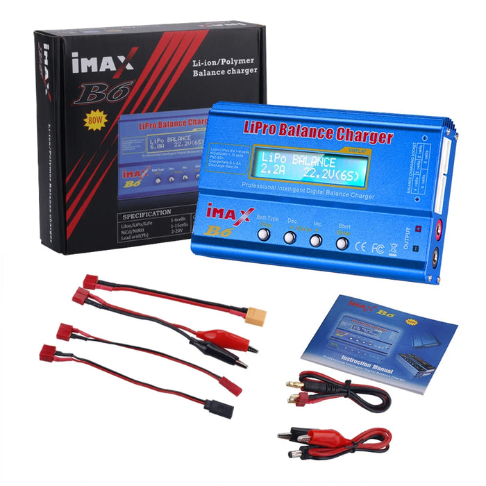 Caricabatteria multifunzione IMAX B6 80W per Lipo Li-ion LiFe NiMh Ni-Cd PB RC Balance Scaricatore + Adattatore 15V 6A Opzionale