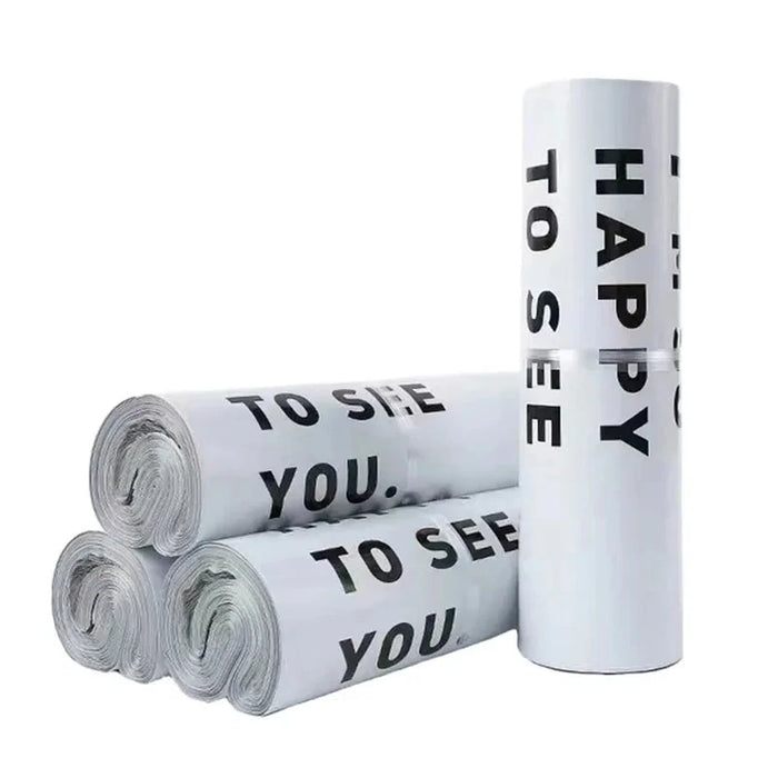 INPLUSTOP 50 pz colore bianco addensare borsa espressa grazie stampa abbigliamento impermeabile pacchi imballaggio borse busta corriere sacchetto