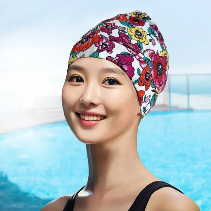 Cuffia da nuoto per capelli lunghi da donna sexy da donna, cappello elasticizzato, drappeggio, cuffia da bagno, drappeggio, sport elasticizzato, piega al mare