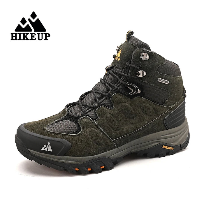 HIKEUP Scarponi da trekking alti da uomo Scarpe da esterno invernali Stringate antiscivolo Sport Casual Stivali da trekking Uomo Scarpe calde in pelle scamosciata