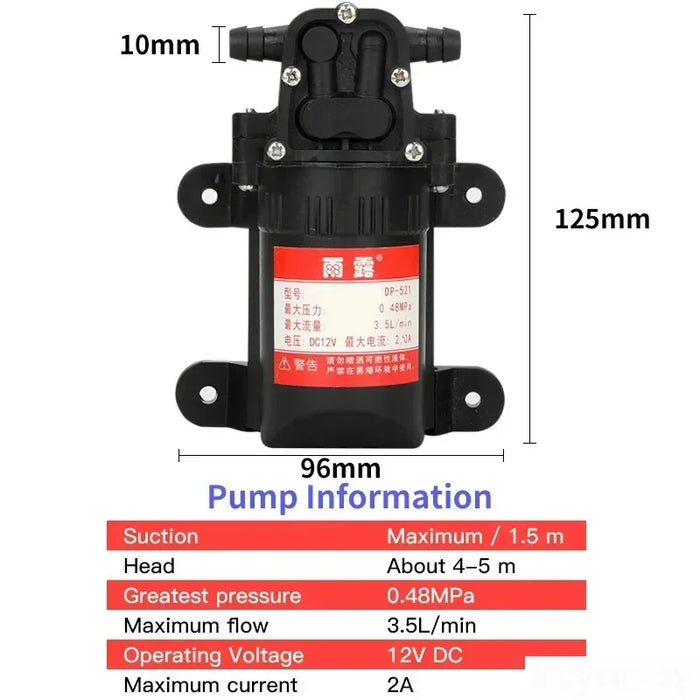 Durable DC 12 V 70PSI 3.5L/min Agricola Pompa Dell'acqua Elettrica Nero Micro A Membrana Ad Alta Pressione Spruzzatore di Acqua Auto lavaggio 12 V