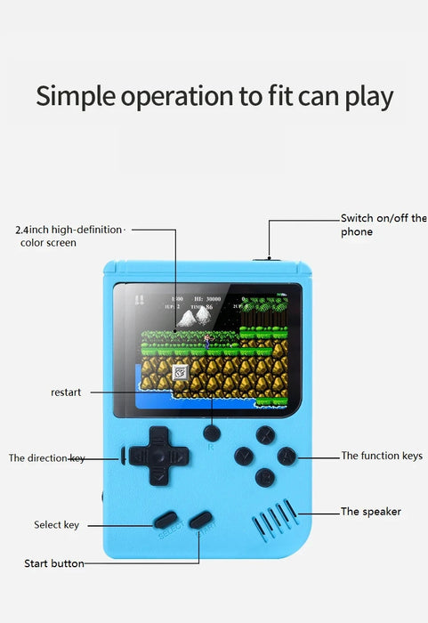 Mini Console portatile per videogiochi portatile retrò 8 Bit 3.0 pollici LCD a colori per bambini lettore di giochi a colori costruito in 500 giochi