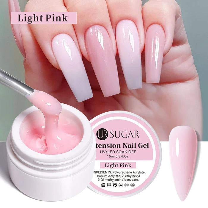 UR SUGAR 7.5ml Gel per unghie con estensione acrilica Costruzione rapida Smalto gel rosa trasparente Punte per unghie Estensione gel per unghie Nail Art Soak Off