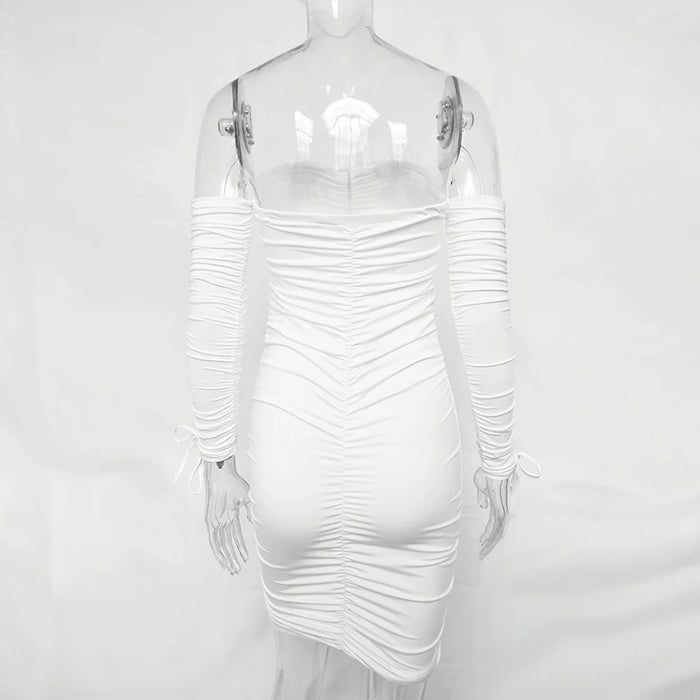 Articat Donne Autunno Inverno Vestito Dalla Fasciatura Delle Donne 2022 Sexy Off Spalla Manica Lunga Sottile Elastico Aderente Abiti Da Festa Abiti