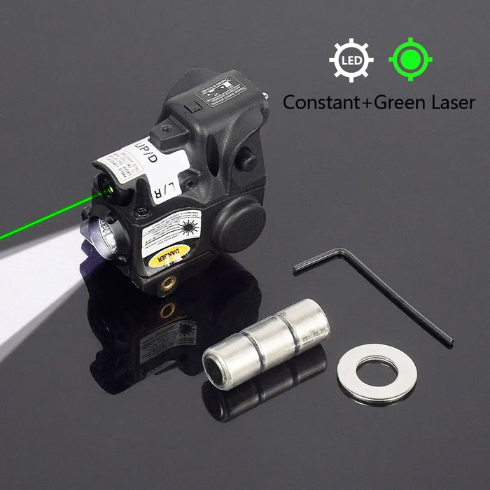 Torcia tattica a LED Mirino laser verde/rosso per mini Glock 17 19 Pistola Pistola leggera Arma Scout Luce per guida Pictinny da 20 mm