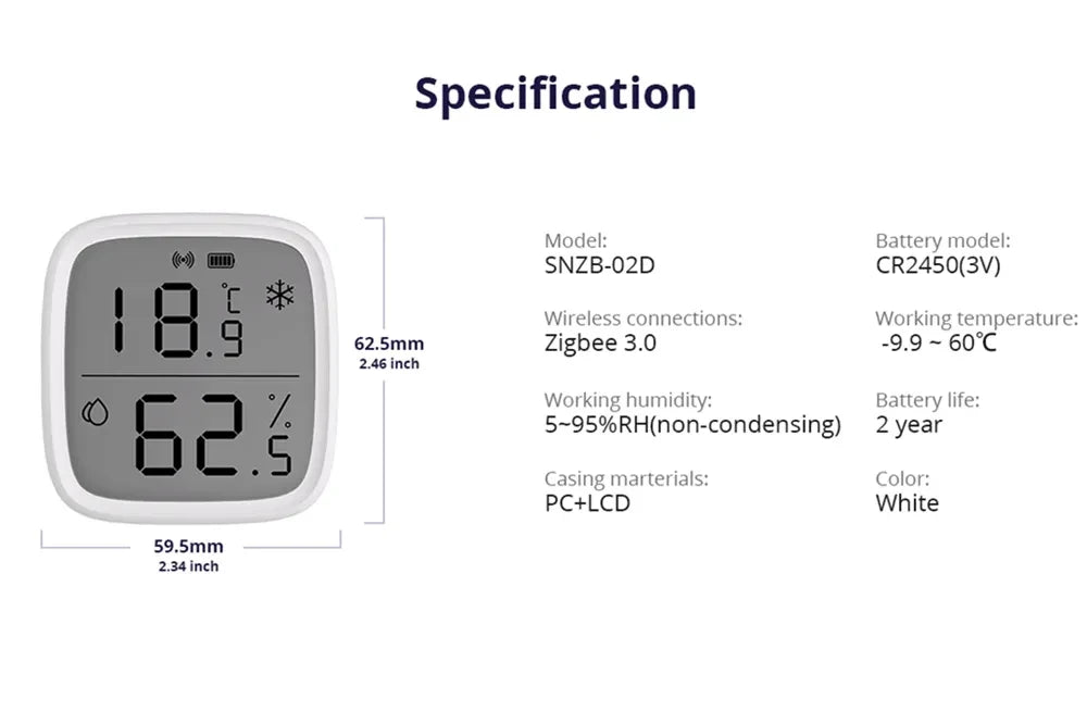 SONOFF SNZB-02D Zigbee sensore di umidità della temperatura Smart Home Automation Monitor in tempo reale Ewelink Alexa Google Home Assistant