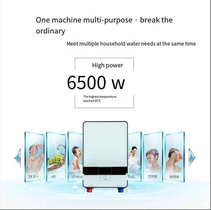 2025 Riscaldamento bagno istantaneo riscaldatore a temperatura costante cucina acqua calda doccia acqua scaldabagno elettrico 6500W nuovo