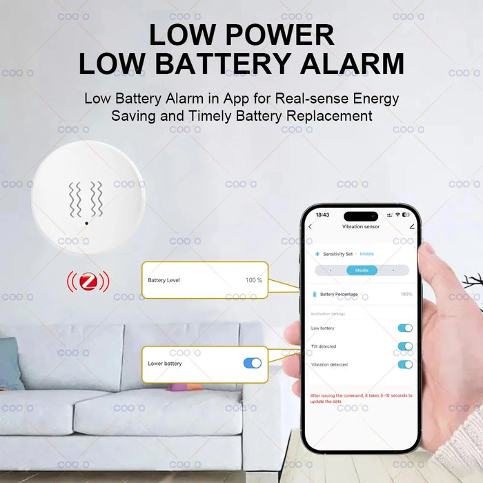 Tuya ZigBee sensore di inclinazione a vibrazione intelligente monitoraggio in tempo reale allarme di rilevamento della finestra della porta sistema di protezione della sicurezza domestica intelligente