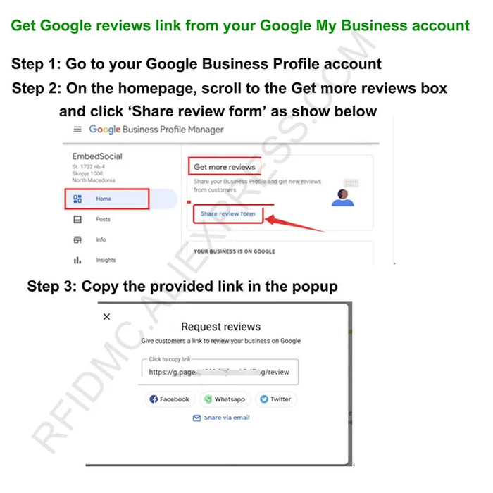 Tedesco francese inglese scrittura Google Review espositore da tavolo NFC espositore da tavolo supporto per schede NFC per recensione di Google