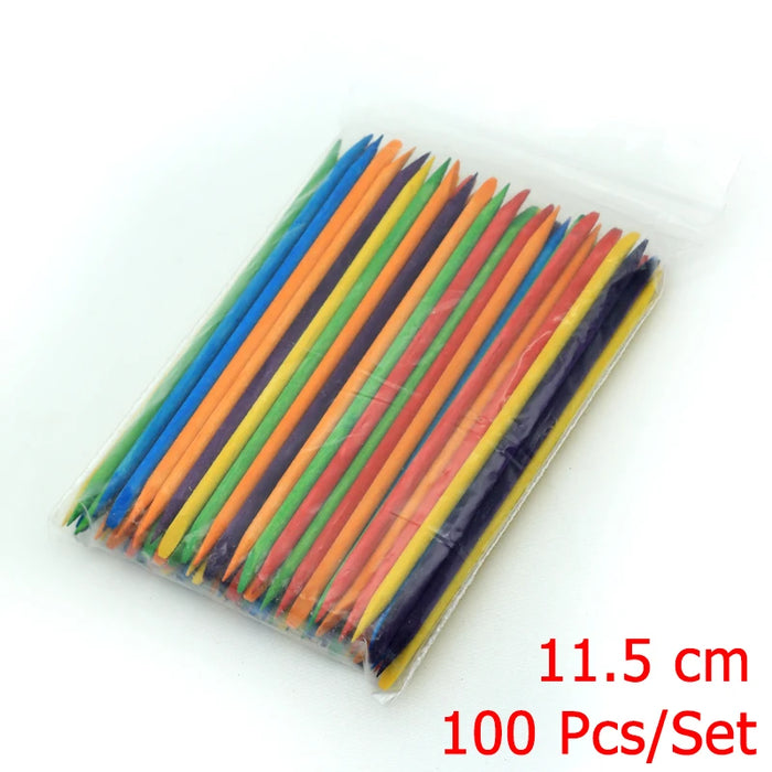 4 diverse dimensioni Bastoncini di legno arancione per spingipelle Strumento per rimuovere le cuticole Forchette per unghie Strumenti per manicure 10/30/50/100 Pz/set