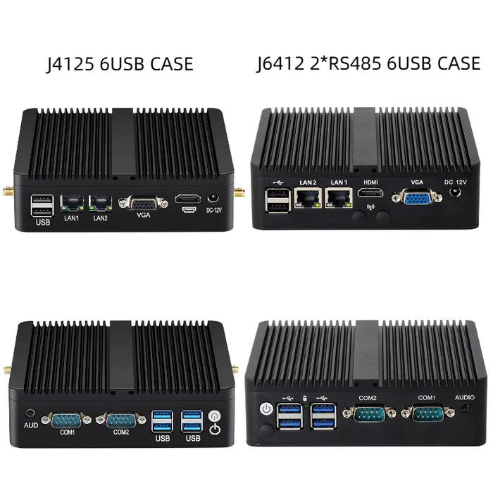 BEBEPC Fanless Industriale Mini j6412 j4125 i5 4200U 5200U Dual LAN RS232 Win10/11 Pro Linux Ubuntu WIFI Computer desktop PC domestico