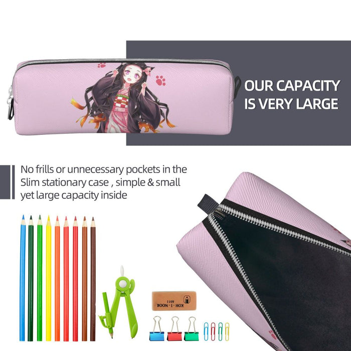 Nezuko astucci per gatti carini Cute Demon Slayer Pen Box Bag studente grande capacità studenti regali per la scuola Pencilcases