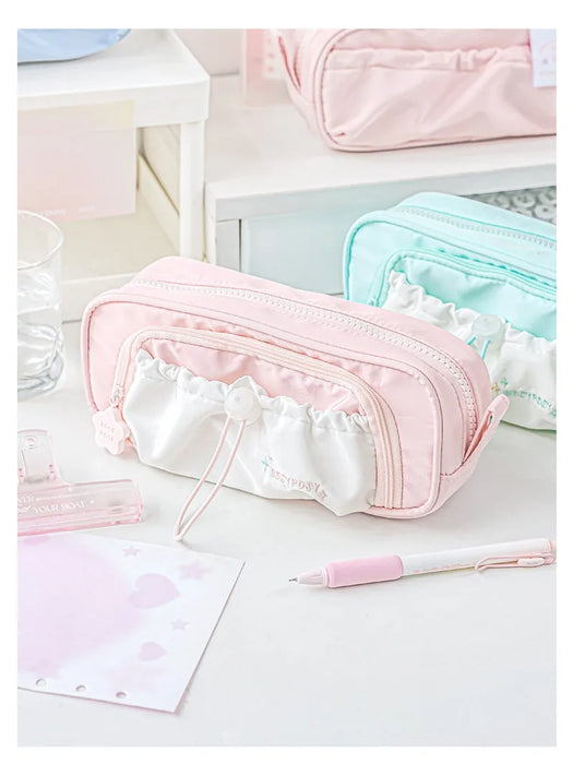Astuccio creativo blu/rosa portapenne portatile di grande capacità carino per ragazze accessori per la scuola organizzatore forniture di cancelleria