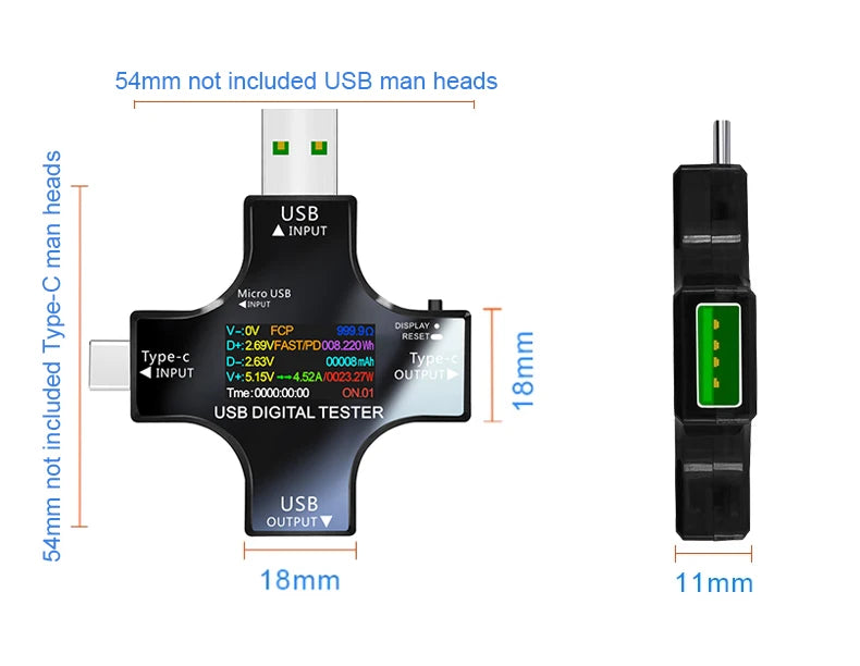 Tester USB 6.5A DC Type-C PD voltmetro digitale Amper Monitor di corrente di tensione amperometro rilevatore banca di alimentazione caricatore misuratore di capacità