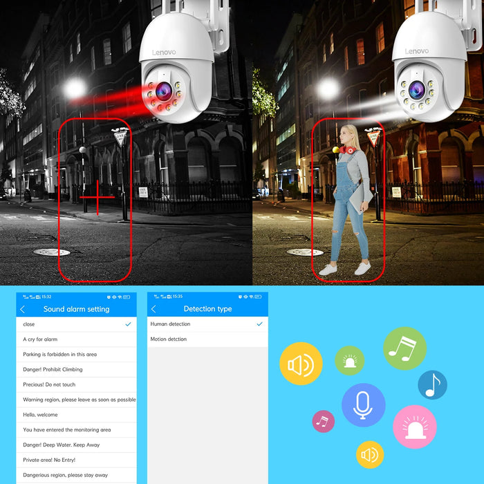 Lenovo 3MP 5MP PTZ WIFI IP Camera Audio CCTV sorveglianza Smart Home Outdoor 4X Zoom digitale visione notturna a colori impermeabile