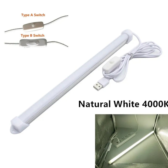 Barra luminosa a LED USB Striscia LED rigida da 5 V per la cucina Barra luminosa in alluminio dimmerabile per illuminazione sotto l'armadio Bianco caldo freddo