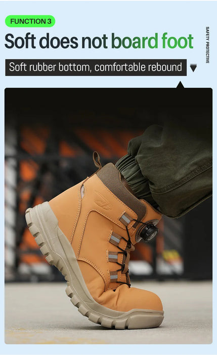 Stivali di sicurezza impermeabili da uomo Stivali da lavoro indistruttibili con punta in acciaio Scarpe antinfortunistiche anti-sfondamento resistenti alle coltellate Biker Botas Para Hombre