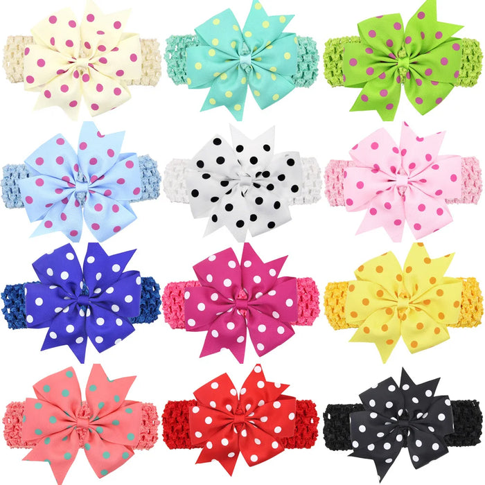fascia per bambina Accessori per capelli per neonati fiocchi per fascia Copricapo Dot Neonato Regalo per bambini Nastro per neonati Panno per neonato Bowknot