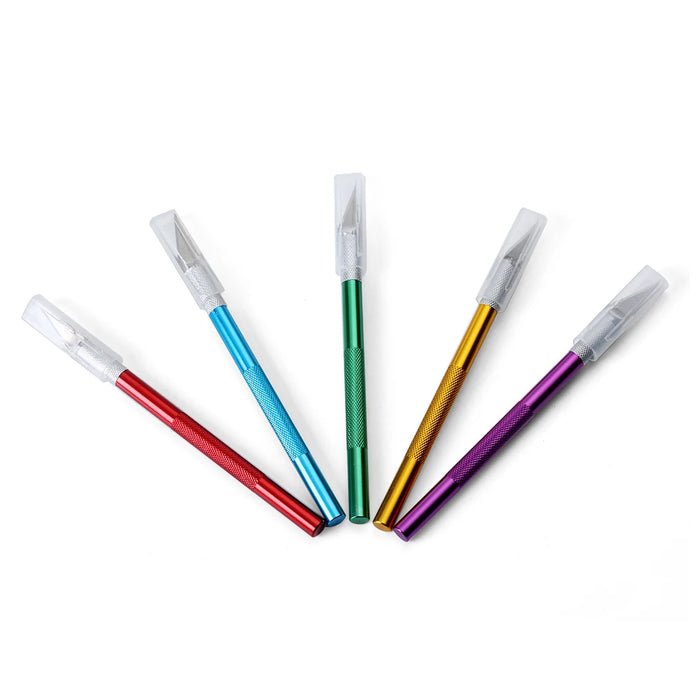 Kit di strumenti per coltelli da bisturi in metallo antiscivolo Coltelli artigianali per incisione + 5 lame per telefono cellulare PCB Utensili manuali per riparazione fai-da-te