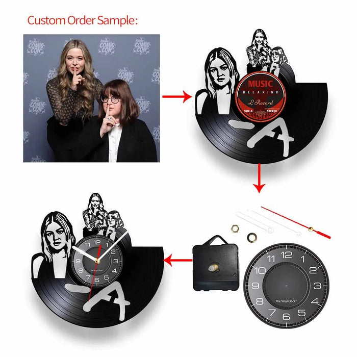 Chitarra acustica Wall Art orologio da parete strumento musicale Home Interior Wall Decor vinile Record orologio da parete Rock n Roll regalo musicale