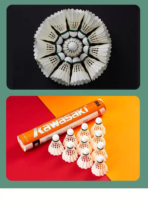 12 Pz/lotto Kawasaki King Kong 500 Badminton Piuma d'oca Volano Velocità 77 Durevole Palla da Badminton per Esercizi di Formazione