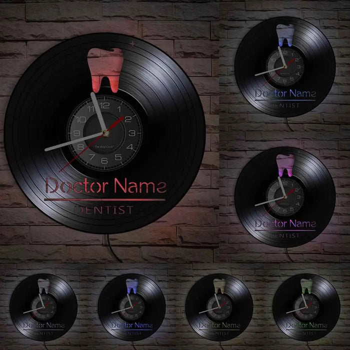 Attrezzature Dental Office Denti dentista Segno di Parete Orologio Decorativo Ortodontista Disco In Vinile Orologio Da Parete Infermiera Apprezzamento Regalo