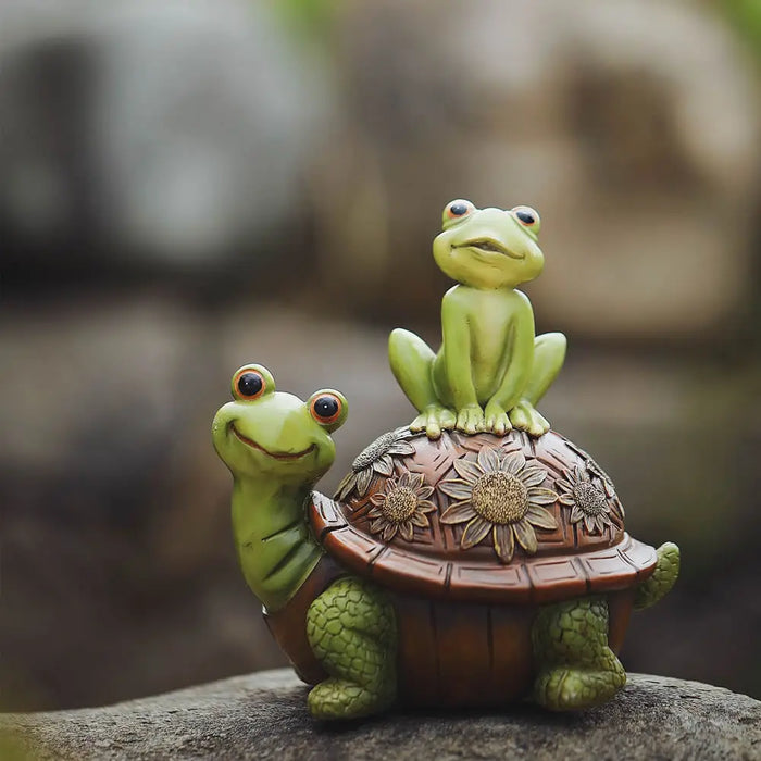 Carino tartaruga e rane scultura in resina decorazione del giardino di casa ornamenti statua animale per la decorazione del giardino della stanza del partito regalo divertente