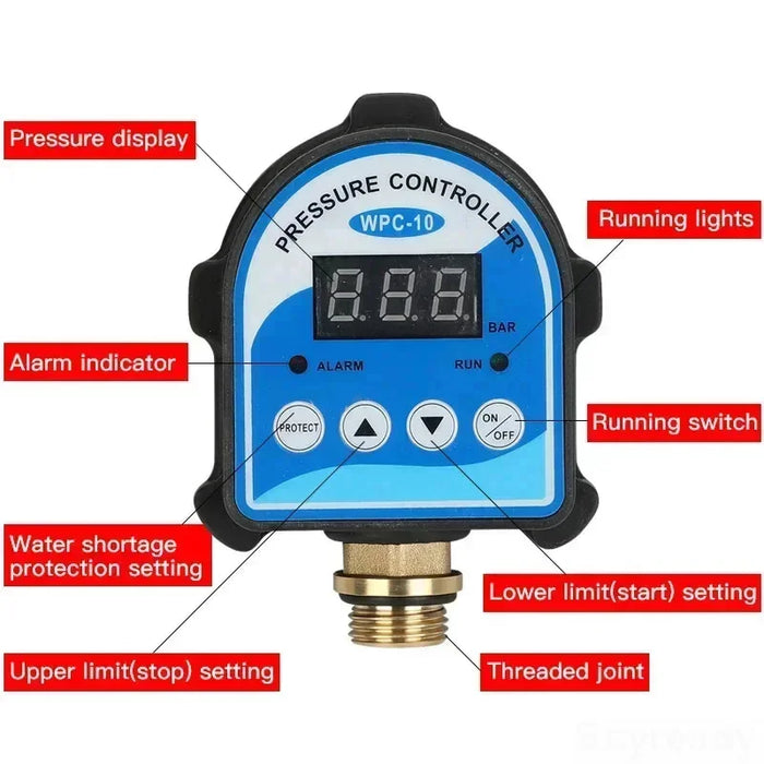 Interruttore di Controllo della Pressione digitale WPC-, Display Digitale Regolatore di Pressione per la Pompa Dell'acqua WPC 10 Eletronic Con G1/2 "adattatore