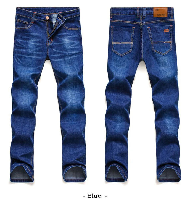 Jeans da lavoro alla moda da uomo Pantaloni jeans slim elasticizzati casual stile classico Pantaloni in denim di marca maschile Nero Blu