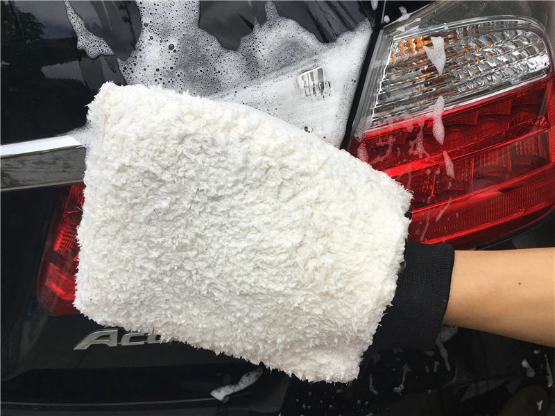 Lucullan Ultimo guanto per lavaggio auto ultra morbido Guanto per dettagli automatici premium in microfibra facile da asciugare Ideale per il lavaggio a due secchi