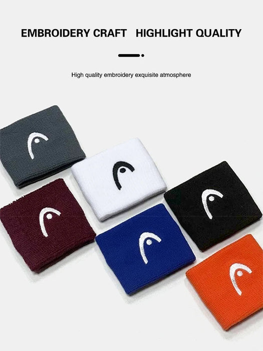 HEAD Tennis Badminton Wristband ricamo Sport Wristband cotone comodo assorbire il sudore che pulisce il polsino antiscivolo