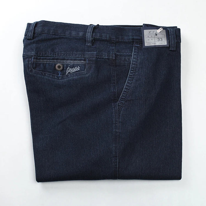 Formato 30-45 Degli Uomini di Affari Jeans di Sesso Maschile Classico Jeans Stretch Plus Size Baggy Uomini Etero Denim Pantaloni di Cotone Blu lavoro Dei Jeans Degli Uomini