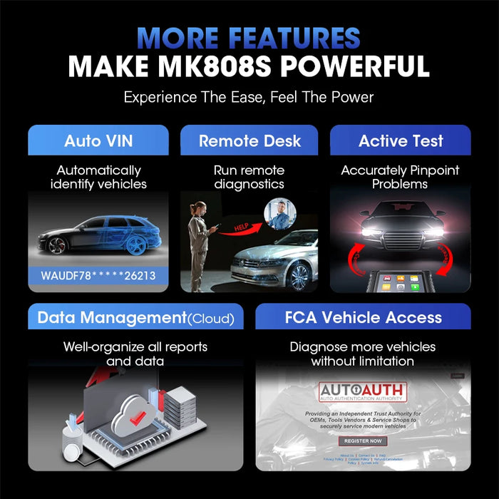 Autel MaxiCOM MK808S OBD2 Scanner Automotivo Strumento diagnostico per auto OBD 2 Scanner Test attivo Lettore di codici Strumento di codifica chiave