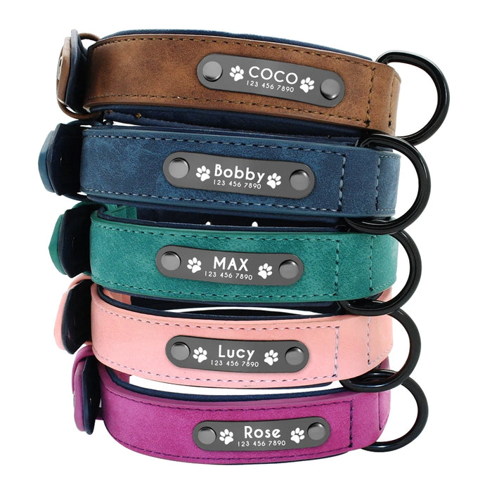 Collari per cani Collare per cani in pelle personalizzato personalizzato Nome Tag identificativi per cani di piccola taglia media grande Pitbull Bulldog Beagle Correa Perro