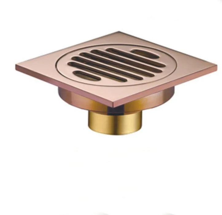 Ottone opaco nero stile quadrato rolse oro Scolapiatti per pavimenti oro Scarico per rifiuti Bagno nichel spazzolato Scarico per doccia DR087