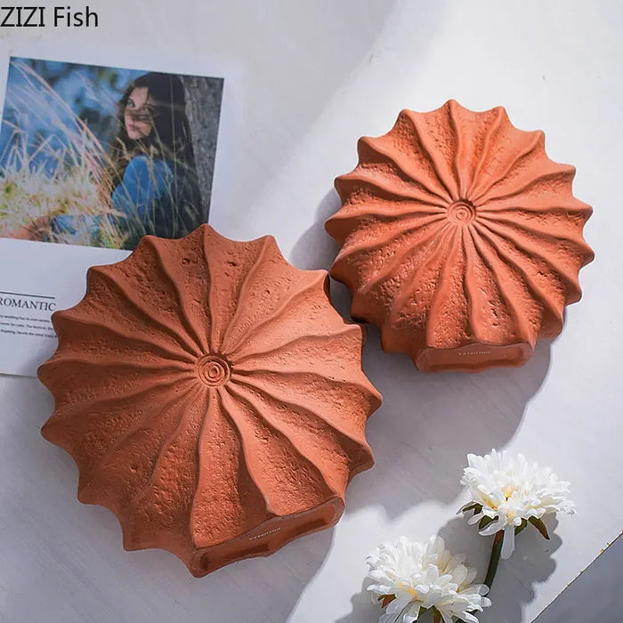 Minimalismo vaso in ceramica a forma di conchiglia vasi floreali idroponici vasi di fiori di conchiglia arancione disposizione dei fiori decorazione della scrivania