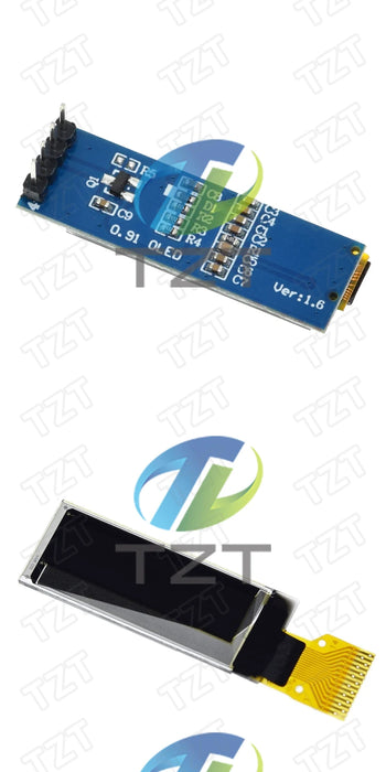 TZT Modulo OLED da 0,91 pollici Bianco/Blu OLED 128X32 OLED Modulo display LCD a LED 0,91 "IIC Comunicare per Arduino ROHS