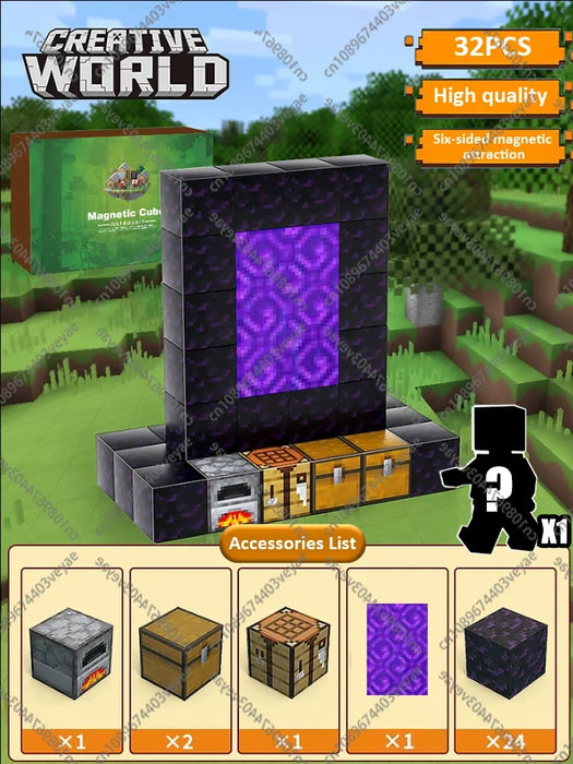 Blocchi magnetici Mine World Set cubo magnetico per ragazzo ragazza bambino età 3+ modello fai da te bambini stelo stelo giocattolo sensoriale regalo