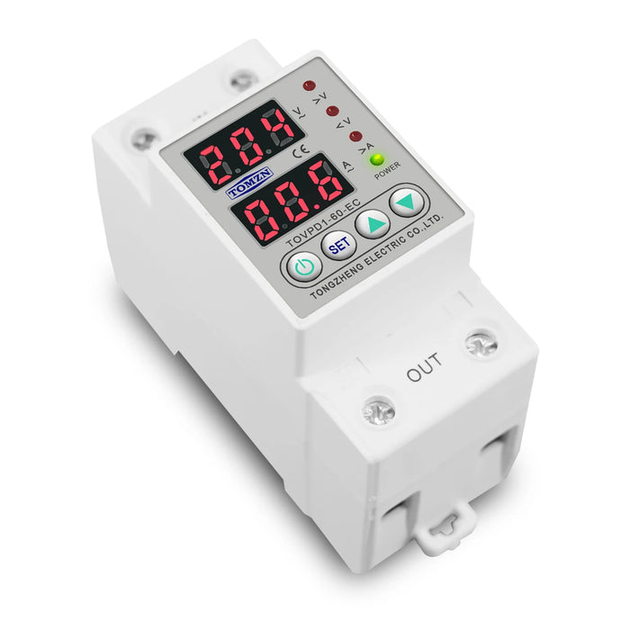 60A 230V Din Rail Regolabile Sopra E Sotto Tensione Dispositivo di Protezione Protector Relay con Sopra La Corrente di Protezione Voltmetro